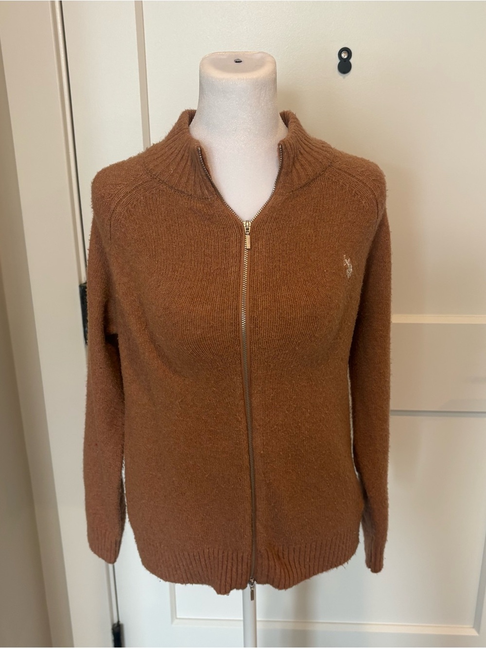 U.S. Polo Assn. Brown Zip-Up Knit Cardigan